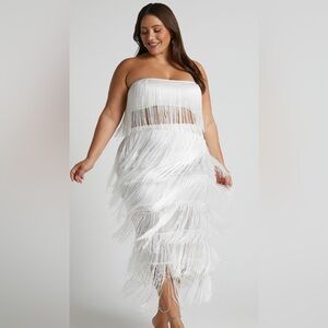 Showpo. | Dresses | Showpo Tamika Mini Dress Crochet Strapless Bodycon Dress  In White | Poshmark